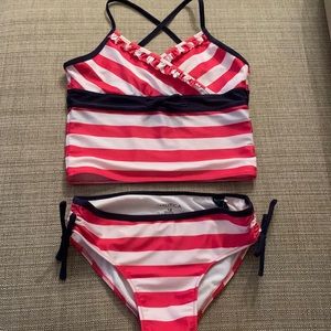 Nautica Girls Striped Tankini w Ruffles and Bows